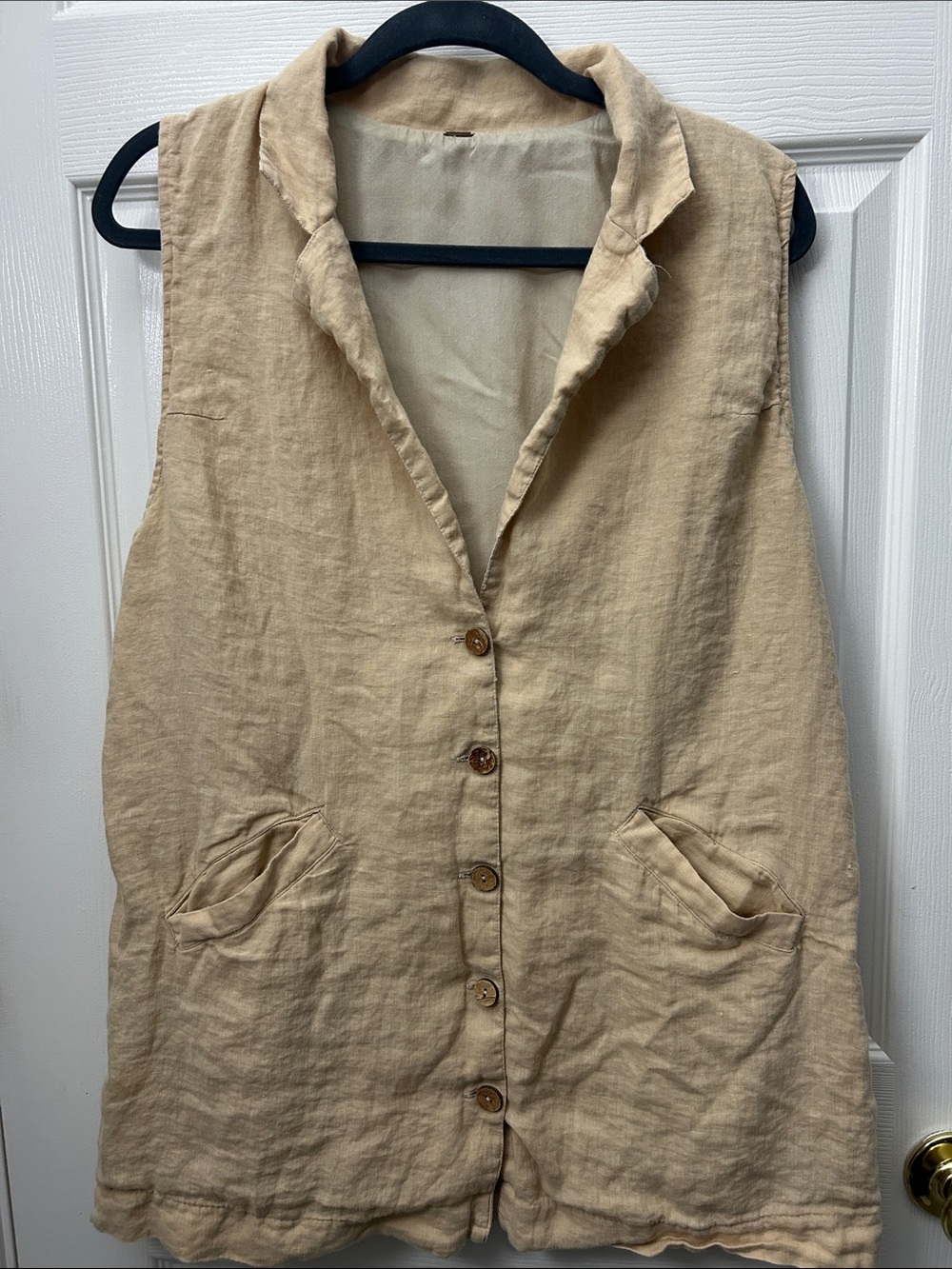 Free People Natural-Tone Sleeveless Linen Tunic
